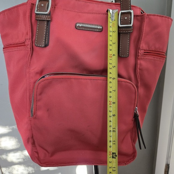 Franco Sarto Orange Nylon Shoulder Bag Casual Purse Multiple Pockets Resortwear - Picture 15 of 16